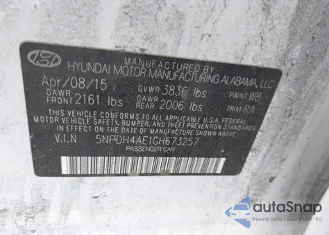 2016 Hyundai Elantra Se from USA, damaged, VIN 5NPDH4AE1GH673257
